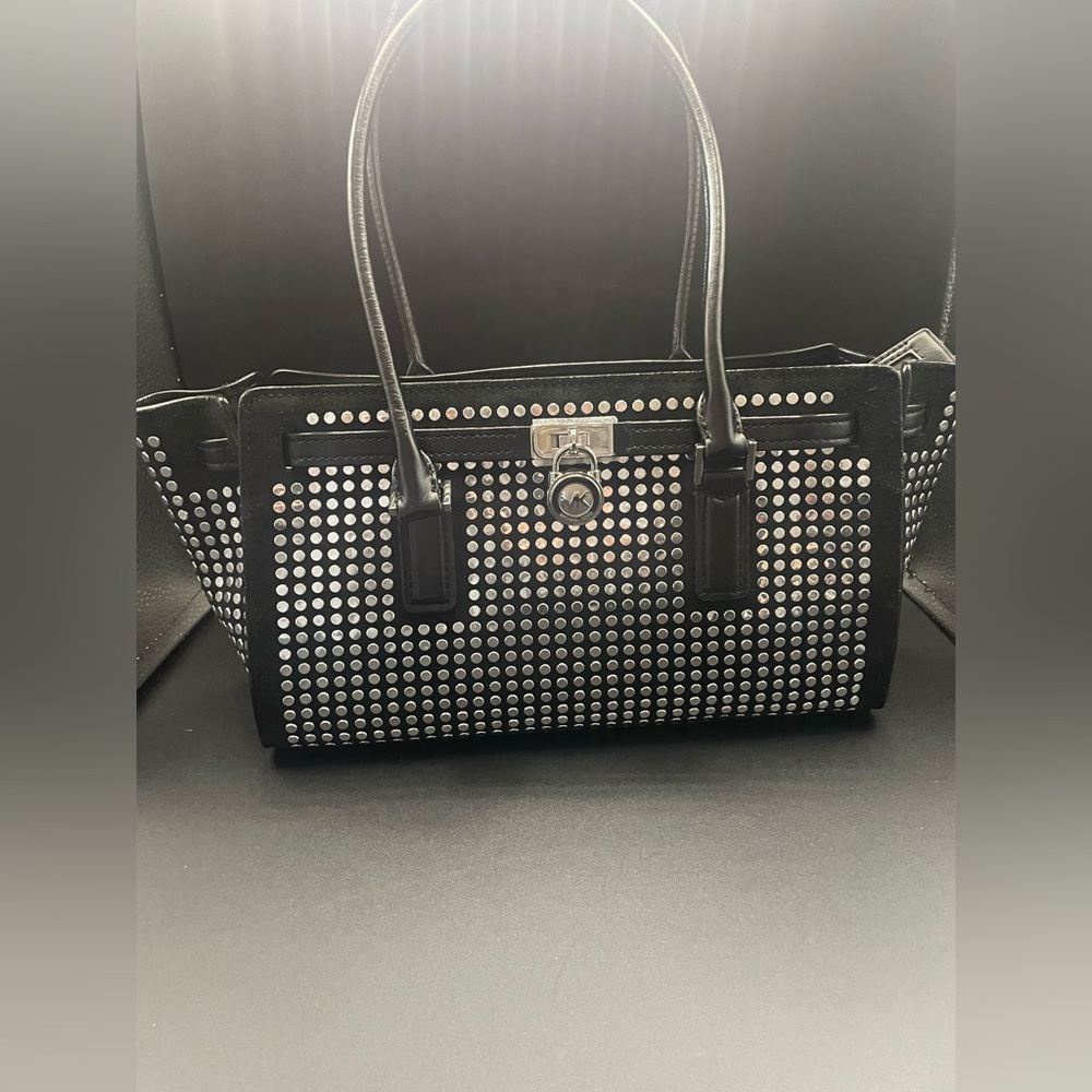 MICHAEL MICHAEL KORS
Hamilton Moderne Small Studded Suede Satchel MK Dust Bag